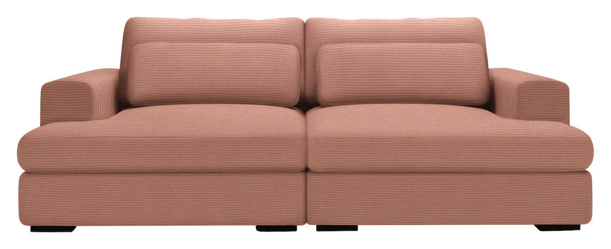 BIGSOFA in Cord Aprikose  - Aprikose/Schwarz, Design, Textil (223/80/158cm) - Lomoco