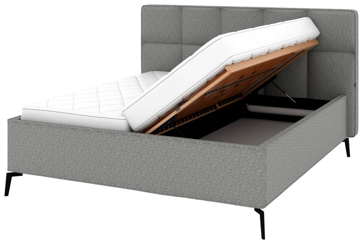 POLSTERBETT Bettkasten, motorische Verstellbarkeit, Fernbedienung, Lattenroste, Matratzen 180/200 cm  in Grau  - Schwarz/Weiß, KONVENTIONELL, Holz/Textil (180/200cm) - Musterring
