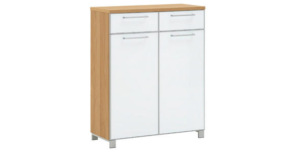 SCHUHSCHRANK 84/108/37 cm  - Chromfarben/Eiche Bianco, Design, Glas/Holz (84/108/37cm) - Novel