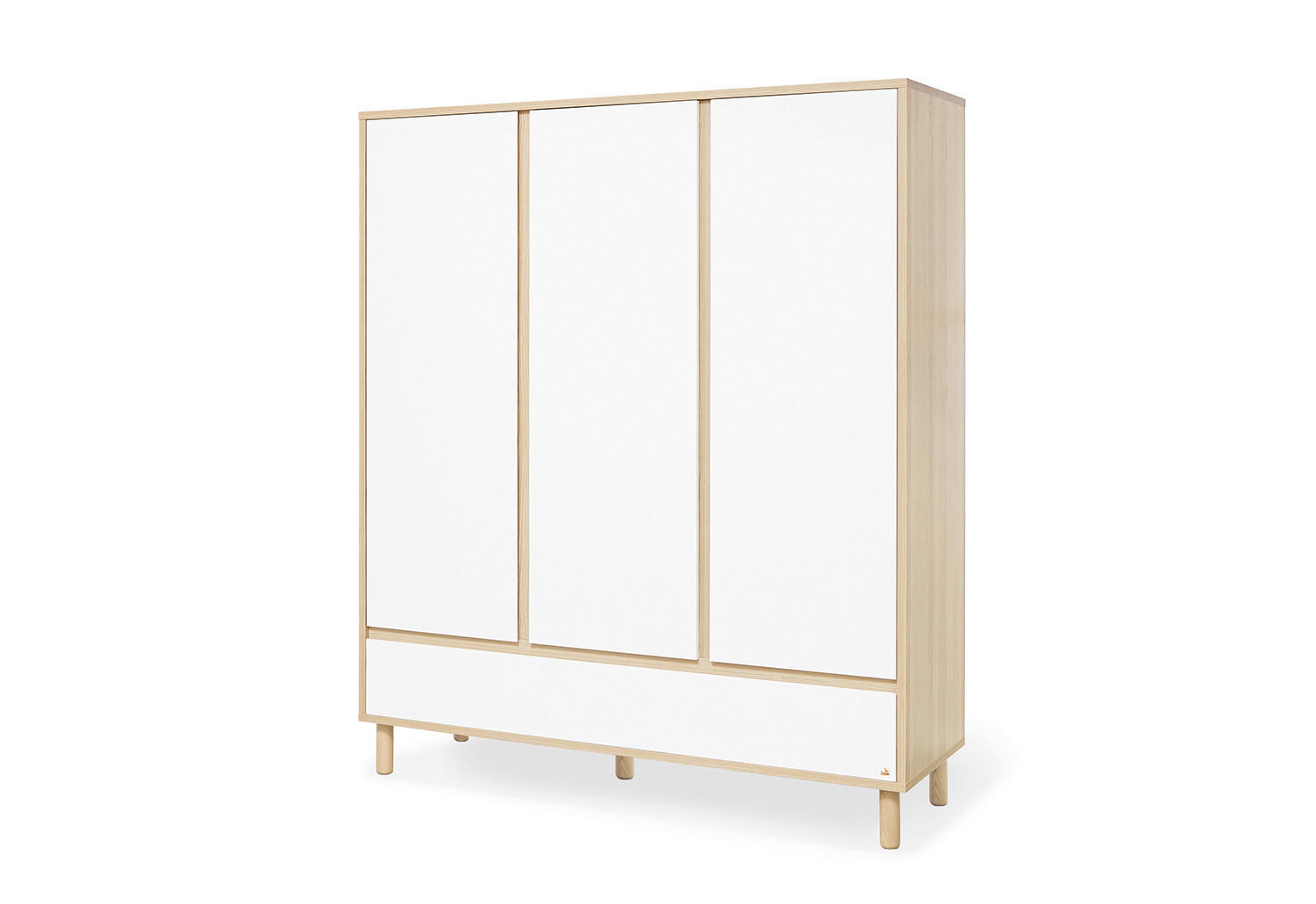 BABYKLEIDERSCHRANK PINOLINO FLOW Weiß, Eschefarben  - Eschefarben/Weiß, Design, Holzwerkstoff (155/185/55cm) - Pinolino