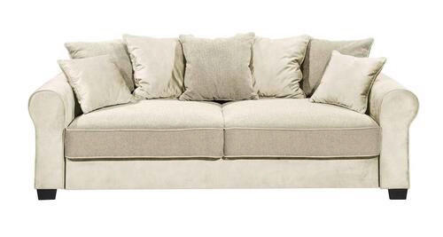 3-SITZER-SOFA Webstoff, Mikrovelours Creme  - Creme/Schwarz, Design, Kunststoff/Textil (247/95/115cm) - MID.YOU