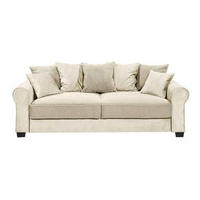 3-SITZER-SOFA in Webstoff, Mikrovelours Creme  - Creme/Schwarz, Design, Holzwerkstoff/Kunststoff (247/95/115cm) - MID.YOU