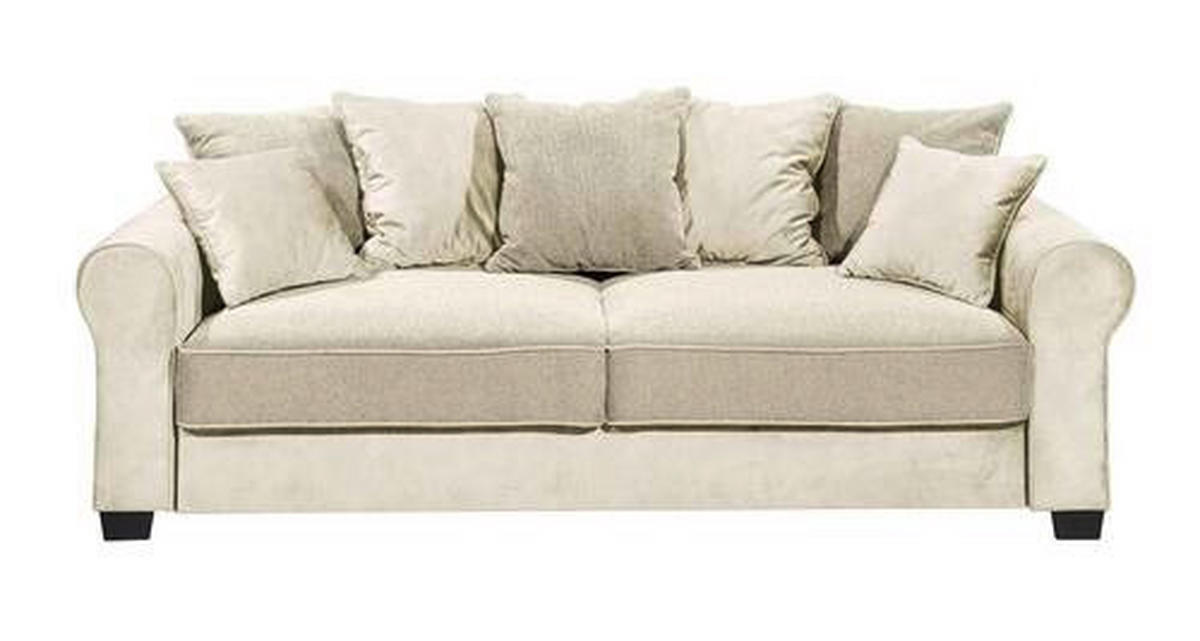 3-SITZER-SOFA in Webstoff, Mikrovelours Creme  - Creme/Schwarz, Design, Holzwerkstoff/Kunststoff (247/95/115cm) - MID.YOU