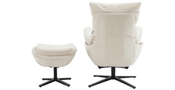RELAXSESSELSET Cord Relaxfunktion, Hocker - Beige/Schwarz, Design, Textil/Metall (77/100/78cm) - Carryhome
