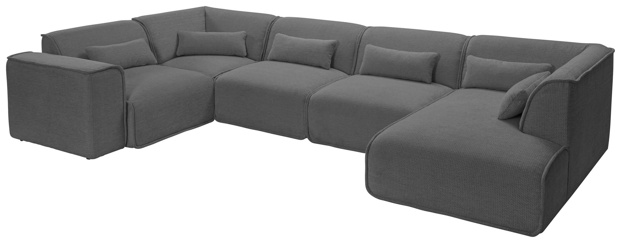 WOHNLANDSCHAFT LOMOCO MATEO Anthrazit Flachgewebe  - Anthrazit/Schwarz, Design, Kunststoff/Textil (211/368/165cm) - Lomoco