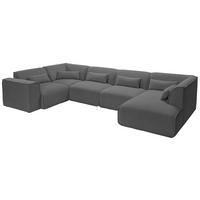 WOHNLANDSCHAFT Flachgewebe Anthrazit  - Anthrazit/Schwarz, Design, Kunststoff/Textil (211/368/165cm) - Lomoco