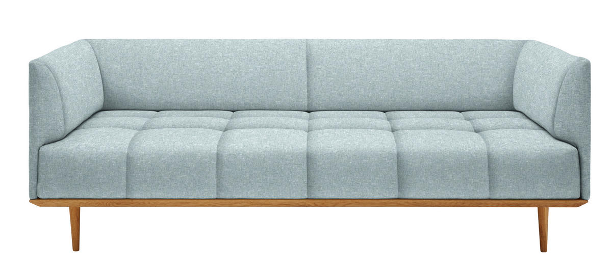 BIGSOFA Flachgewebe Hellblau  - Hellblau, MODERN, Holz/Textil (220/77/120cm) - Joka
