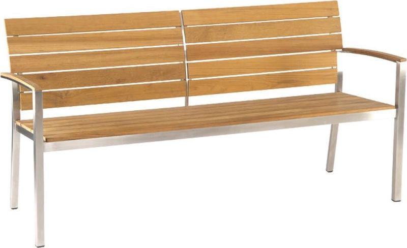3-SITZER-BANK 160/83/55 cm  in Edelstahlfarben, Teakfarben  - Edelstahlfarben/Teakfarben, Design, Holz/Metall (160/83/55cm) - Stern