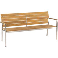 3-SITZER-BANK 160/83/55 cm  in Edelstahlfarben, Teakfarben  - Edelstahlfarben/Teakfarben, Design, Holz/Metall (160/83/55cm) - Stern