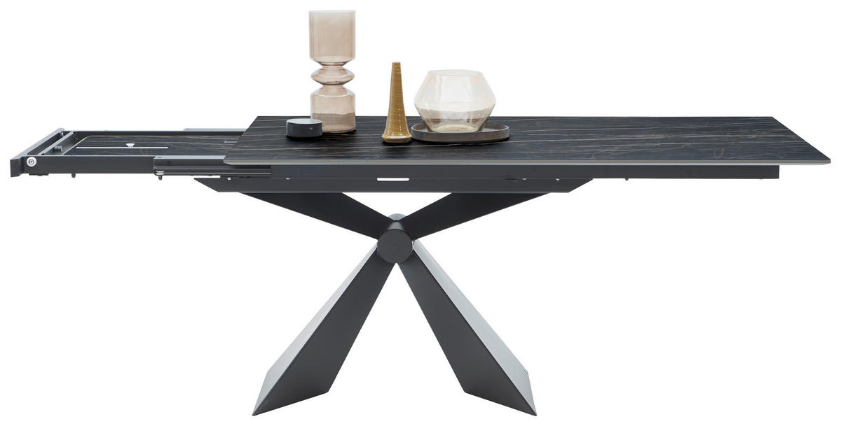 ESSTISCH in Metall, Keramik 160/90/75 cm  - Schwarz, Design, Keramik/Metall (160/90/75cm) - Dieter Knoll