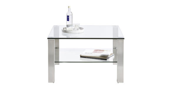 COUCHTISCH in Metall, Glas 75/75/43 cm  - Klar/Silberfarben, Design, Glas/Metall (75/75/43cm) - Novel