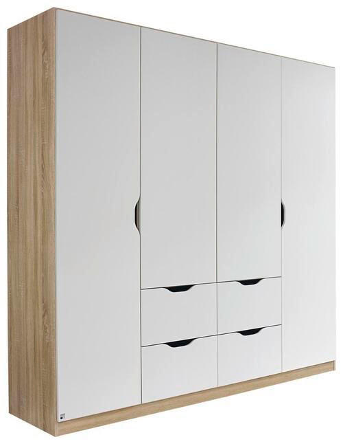 DREHTÜRENSCHRANK 181/197/54 cm 4-türig Weiß, Sonoma Eiche  - Weiß/Sonoma Eiche, MODERN, Holzwerkstoff (181/197/54cm) - Rauch Möbel