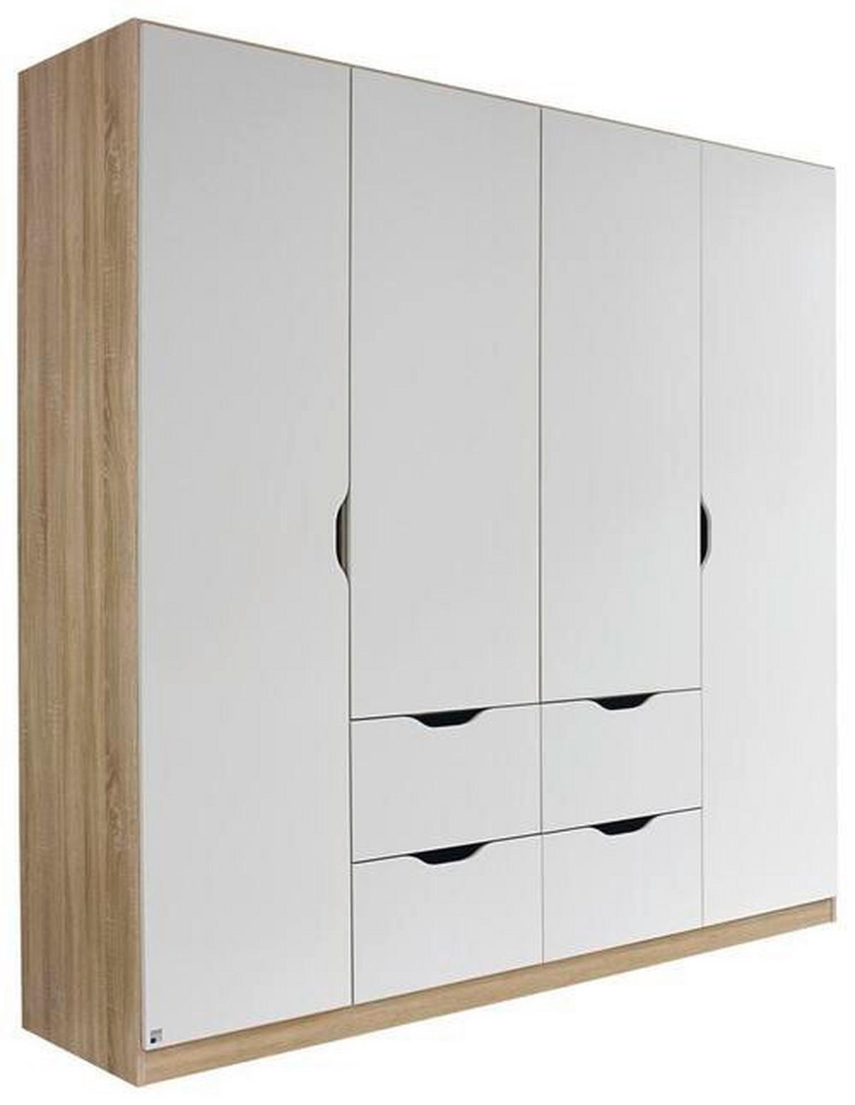 DREHTÜRENSCHRANK 181/197/54 cm 4-türig  - Weiss/Sonoma Eiche, Modern, Holzwerkstoff (181/197/54cm) - Rauch Möbel