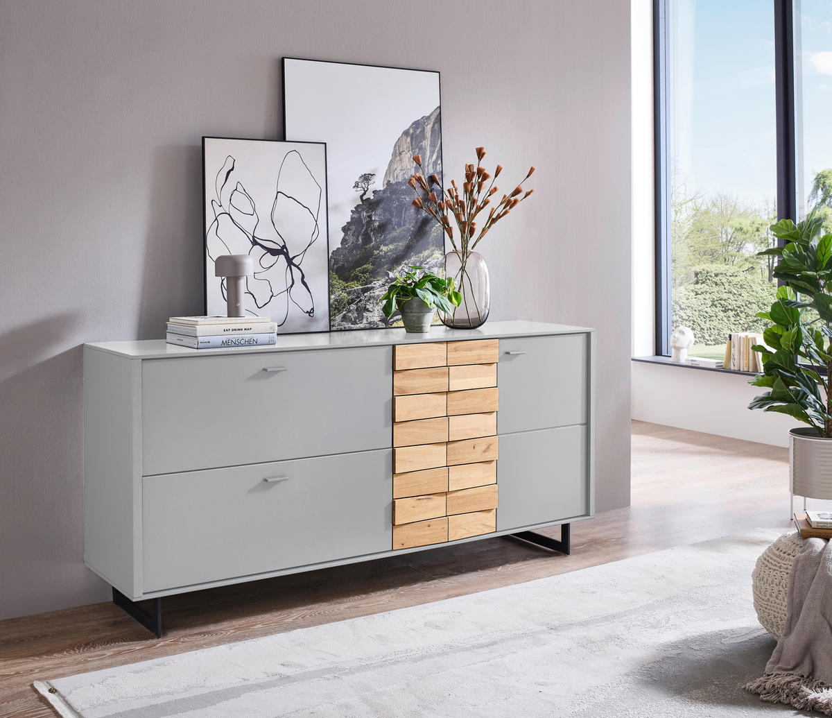 SIDEBOARD Eichefarben, Kaschmir  186/87,2/46,4 cm  - Kaschmir/Eichefarben, Design, Holz/Holzwerkstoff (186/87,2/46,4cm) - Novel