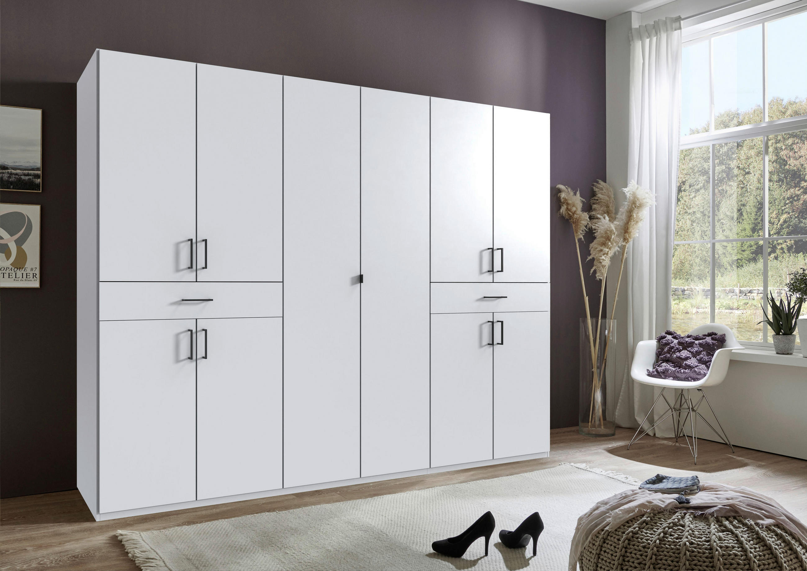 DREHTÜRENSCHRANK in Weiss  - Weiss/Schwarz, Konventionell, Holzwerkstoff/Kunststoff (270/208/58cm) - Carryhome
