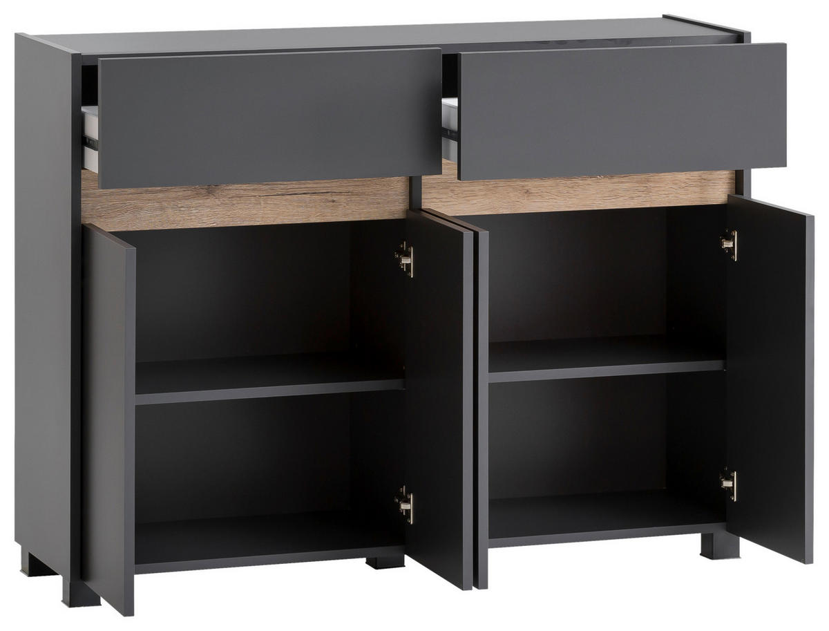 KOMMODE  in 112,2/84,4/33 cm  - Anthrazit/Silberfarben, Design, Holzwerkstoff/Kunststoff (112,2/84,4/33cm) - MID.YOU