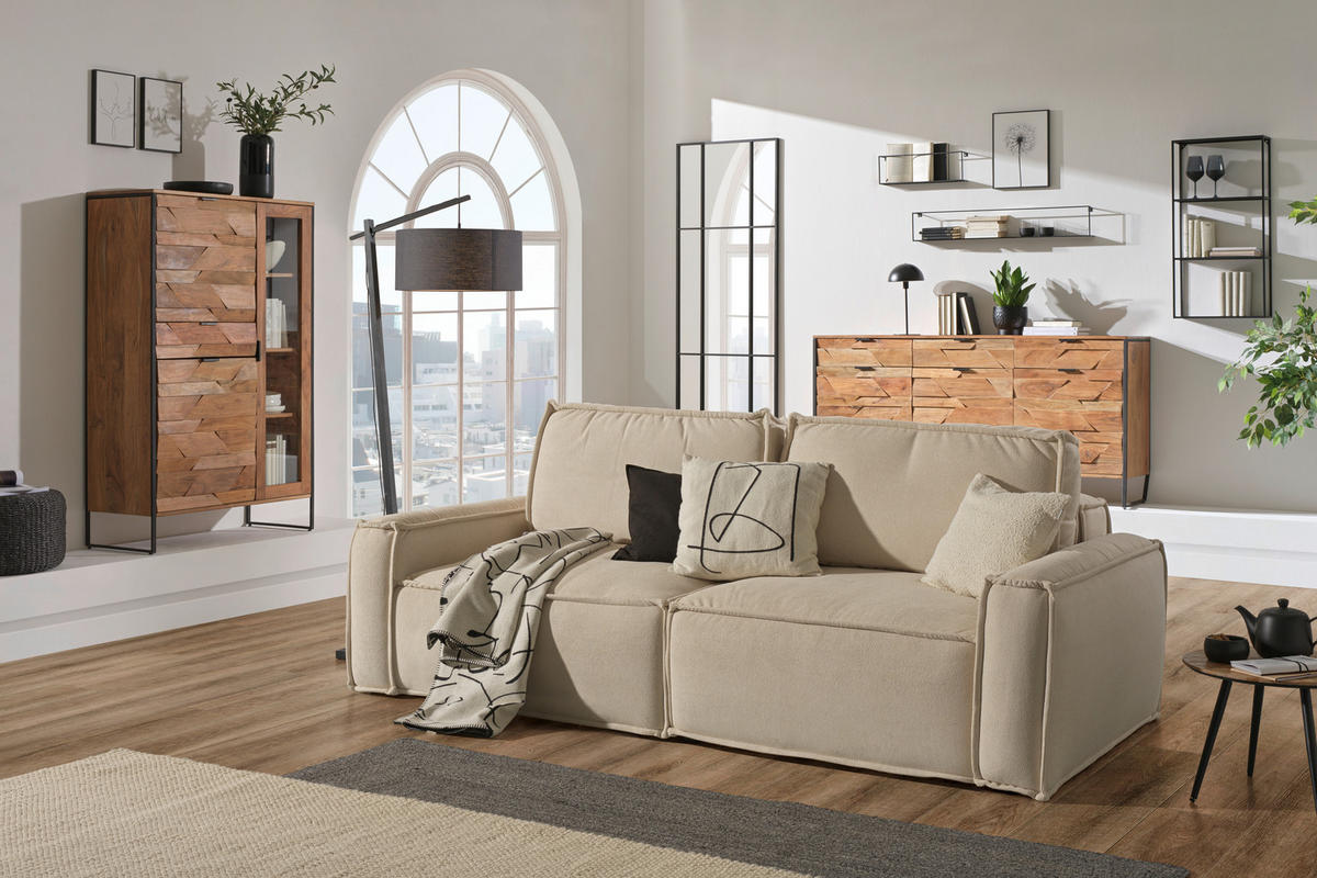 SIDEBOARD 175/86/40 cm Schwarz, Akaziefarben  - Schwarz/Akaziefarben, Trend, Holz/Metall (175/86/40cm) - Ambia Home