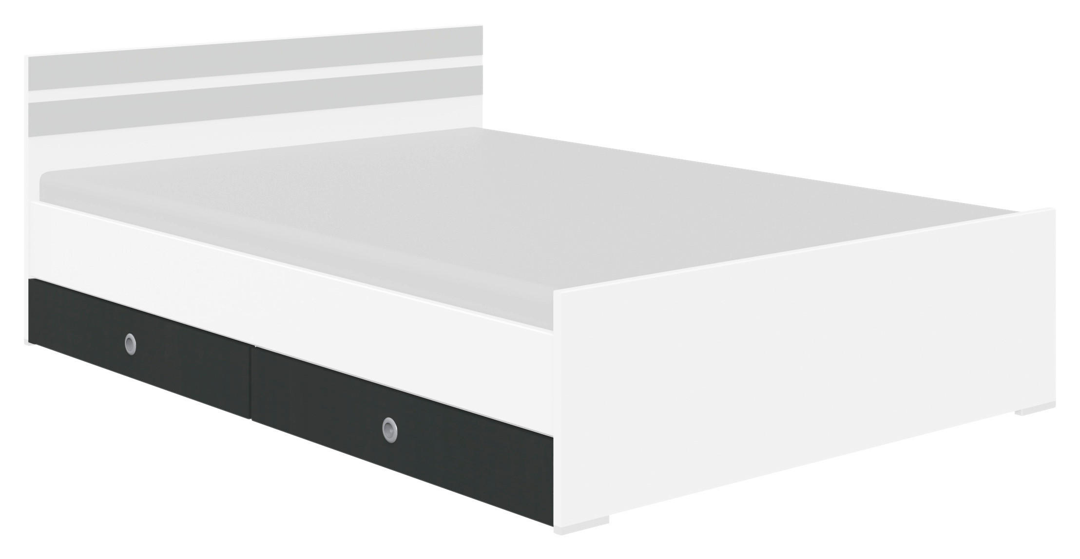 BETTKASTENSET 100/16/60 cm Graphitfarben, Weiß  - Graphitfarben/Weiß, KONVENTIONELL, Holzwerkstoff (100/16/60cm) - Boxxx