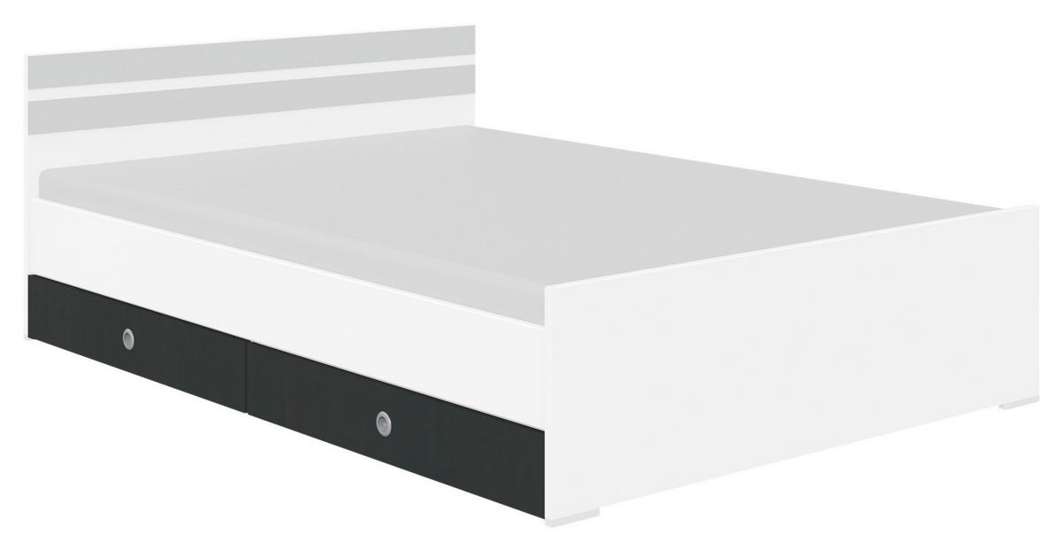 BETTKASTENSET  in Graphitfarben, Weiss  - Weiss/Graphitfarben, Konventionell, Holzwerkstoff (100/16/60cm) - Carryhome