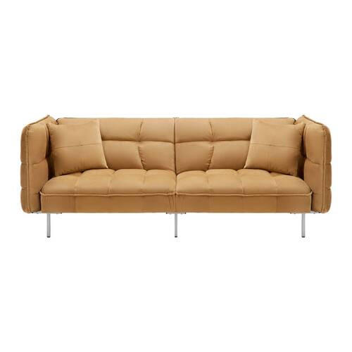 SCHLAFSOFA Samt Kupferfarben  - Silberfarben/Kupferfarben, MODERN, Holz/Textil (208/76,5/79cm) - Bessagi Home