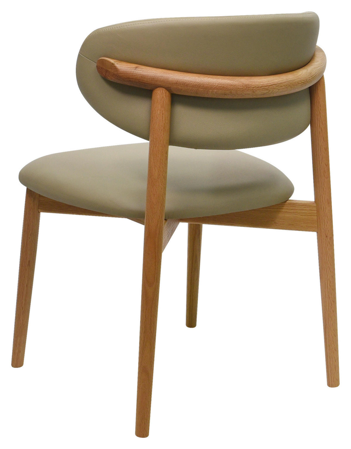STUHL Echtleder Beigebraun Eiche vollmassiv  - Eichefarben/Beigebraun, MODERN, Leder/Holz (55/80/60cm) - Livetastic