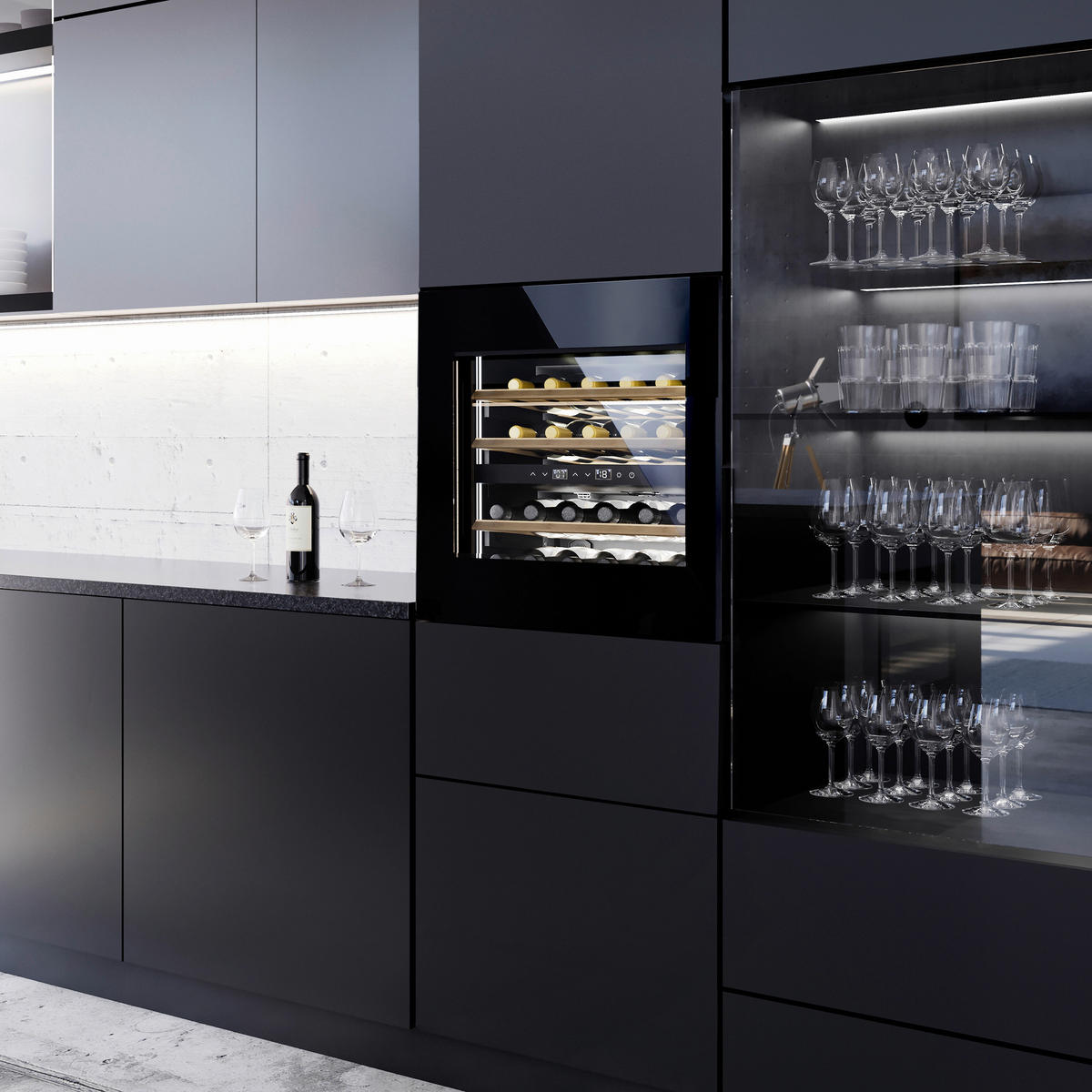 WEINKÜHLSCHRANK WineExcellence WE 24  - Schwarz, Basics, Glas (59,5/59,5/57,5cm) - CASO Design