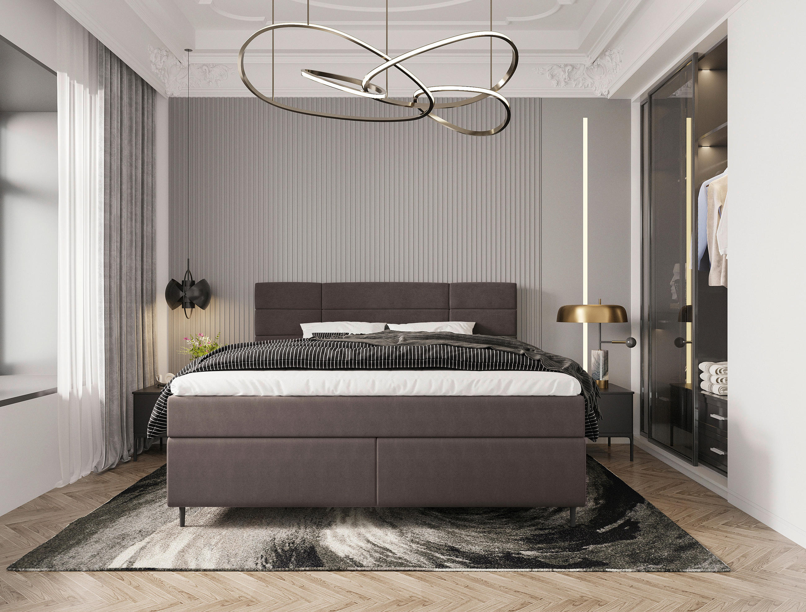 BOXBETT 140/200 cm  in Dunkelbraun  - Birkefarben/Dunkelbraun, KONVENTIONELL, Holz/Textil (140/200cm) - Boxxx