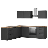 ECKKÜCHE 240/240 cm  in Grau, Eiche Wotan  - Eiche Wotan/Schwarz, LIFESTYLE, Holzwerkstoff/Metall (240/240cm) - Held