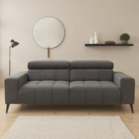 2-SITZER-SOFA TRENTO Mikrofaser Dunkelgrau  - Dunkelgrau/Schwarz, MODERN, Textil/Metall (208/79/104cm) - MID.YOU