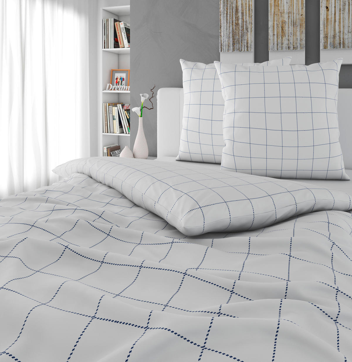 BETTWÄSCHE Satin 200/200 cm  - Blau/Weiß, Design, Textil (200/200cm) - Novel