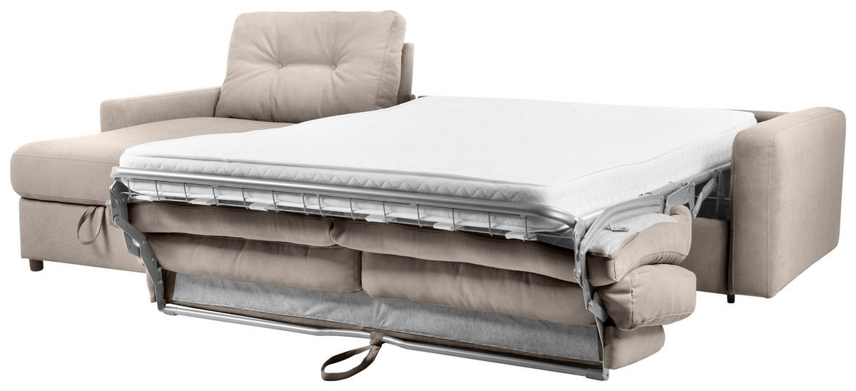 ECKSOFA Hellbraun Webstoff  - Hellbraun/Schwarz, KONVENTIONELL, Kunststoff/Textil (160/270cm) - Carryhome