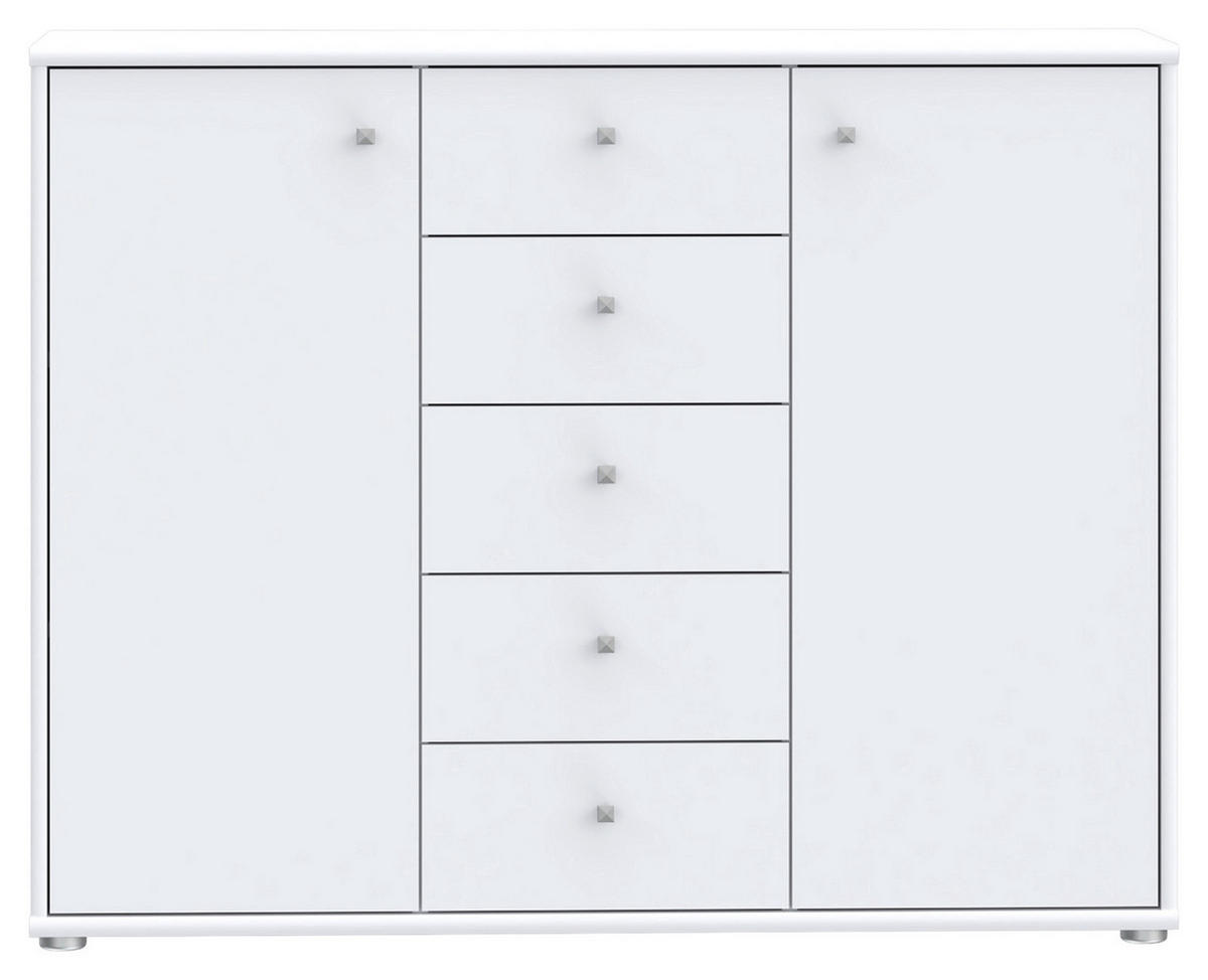 KOMMODE 108,8/85,5/34,8 cm  in Weiss  - Weiss/Alufarben, Design, Holzwerkstoff (108,8/85,5/34,8cm)