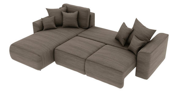 ECKSOFA Taupe Cord  - Taupe/Chromfarben, KONVENTIONELL, Kunststoff/Textil (195/293cm) - Carryhome