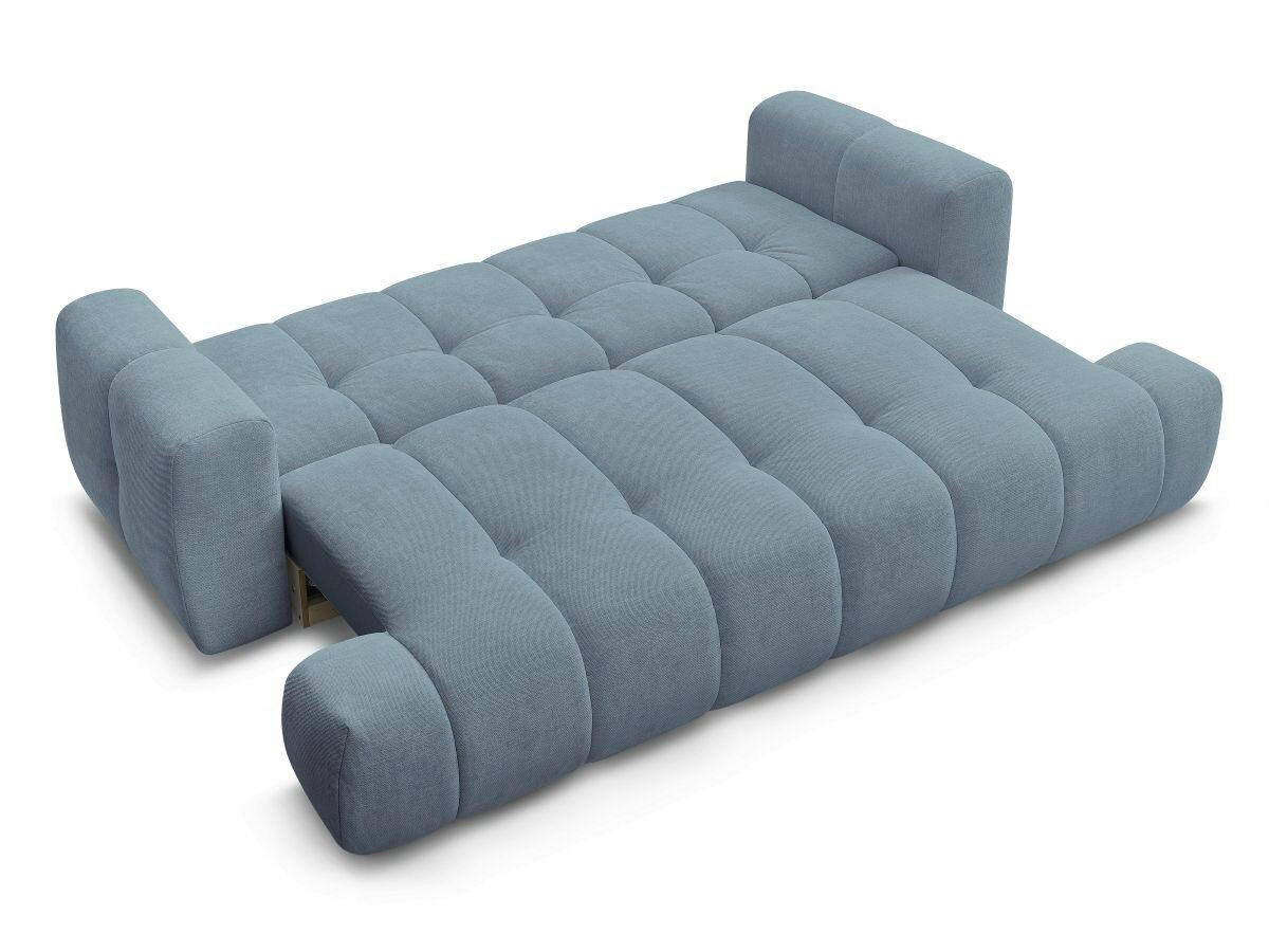 SCHLAFSOFA FUJI Leinenoptik Hellblau  inkl.  - Schwarz/Hellblau, MODERN, Kunststoff/Textil (251/113/88cm)