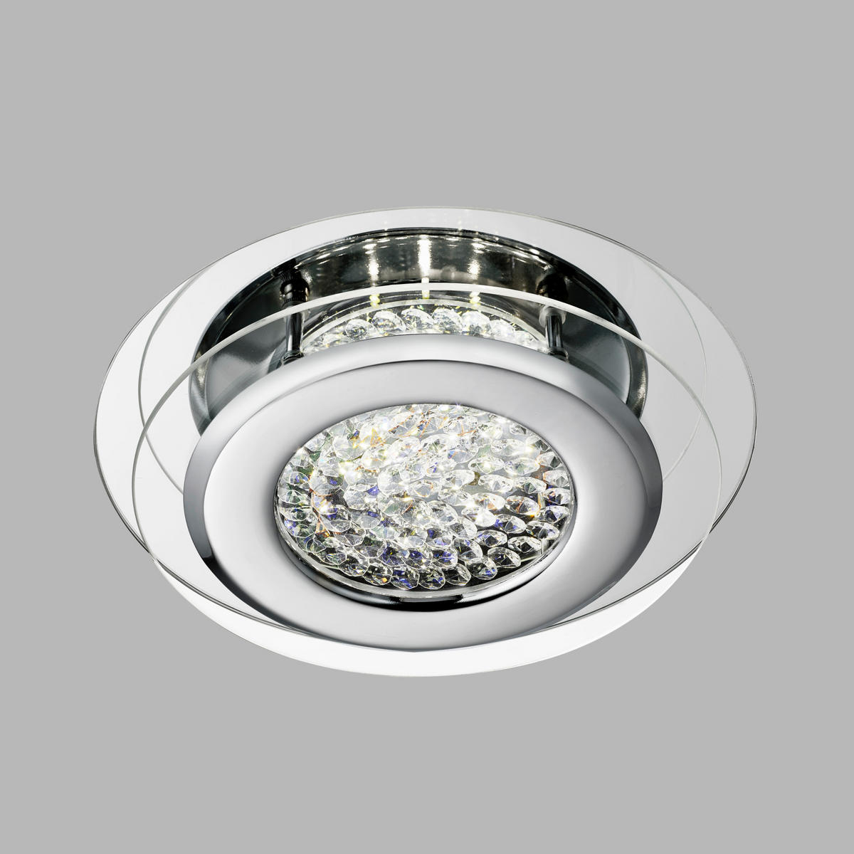 LED-DECKENLEUCHTE Vesta 28/8 cm   - Chromfarben, Design, Glas/Metall (28/8cm) - Searchlight