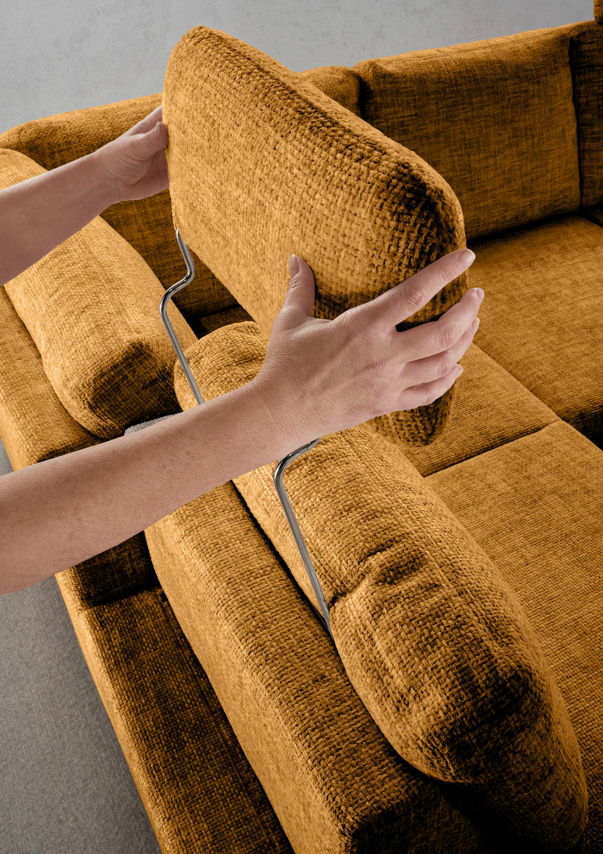 ECKSCHLAFSOFA in Struktur Goldfarben  - Wildeiche/Goldfarben, Modern, Holz/Textil (206/265cm) - Livetastic