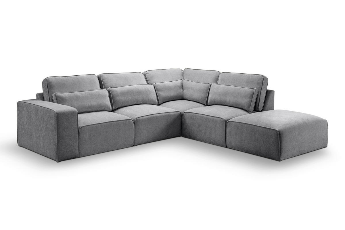 ECKSOFA LUX in Webstoff Grau  305/281 cm  - Beige/Schwarz, Basics, Holz/Kunststoff (305/281cm) - MID.YOU