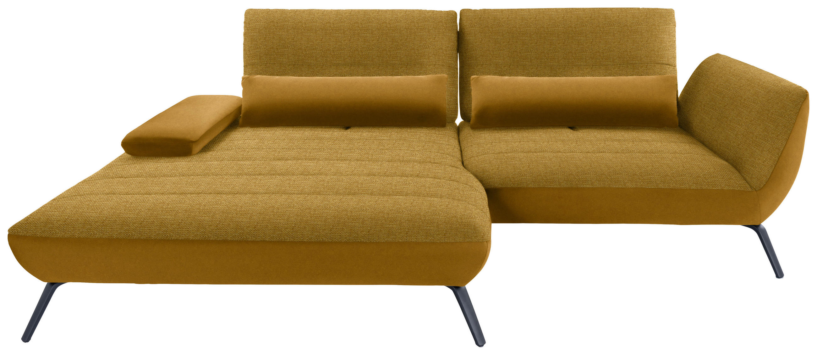 ECKSOFA in Webstoff Currygelb  191/273 cm  - Currygelb/Schwarz, KONVENTIONELL, Textil/Metall (191/273cm) - Carryhome