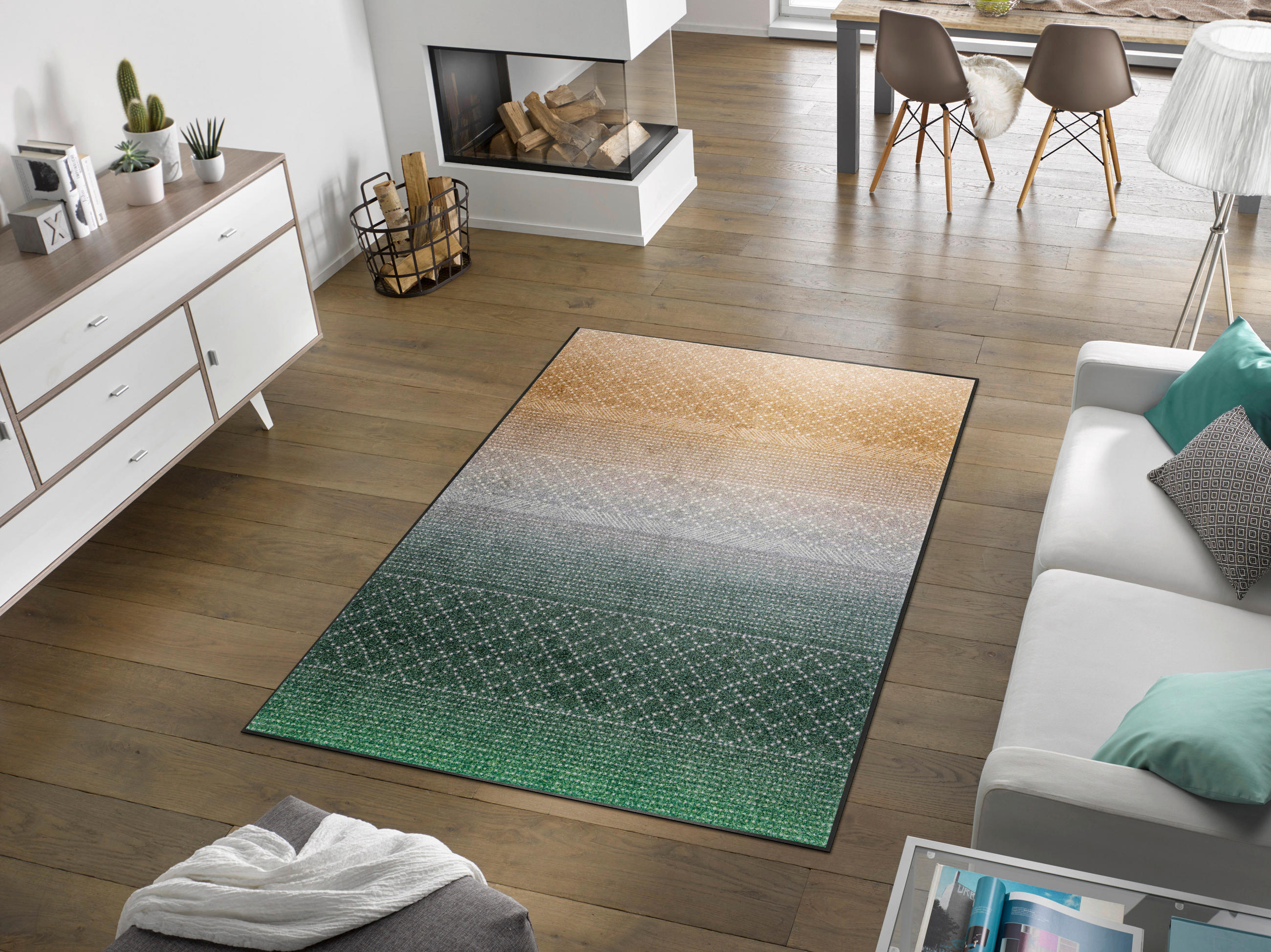 FLACHWEBETEPPICH 115/175 cm Green Desert Grau, Beige, Grün  - Beige/Grau, Design, Kunststoff/Textil (115/175cm) - wash+dry