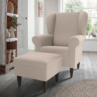 SESSELSET Struktur Beige  - Wengefarben/Beige, Konventionell, Holz/Textil (80/102/86cm) - Livetastic