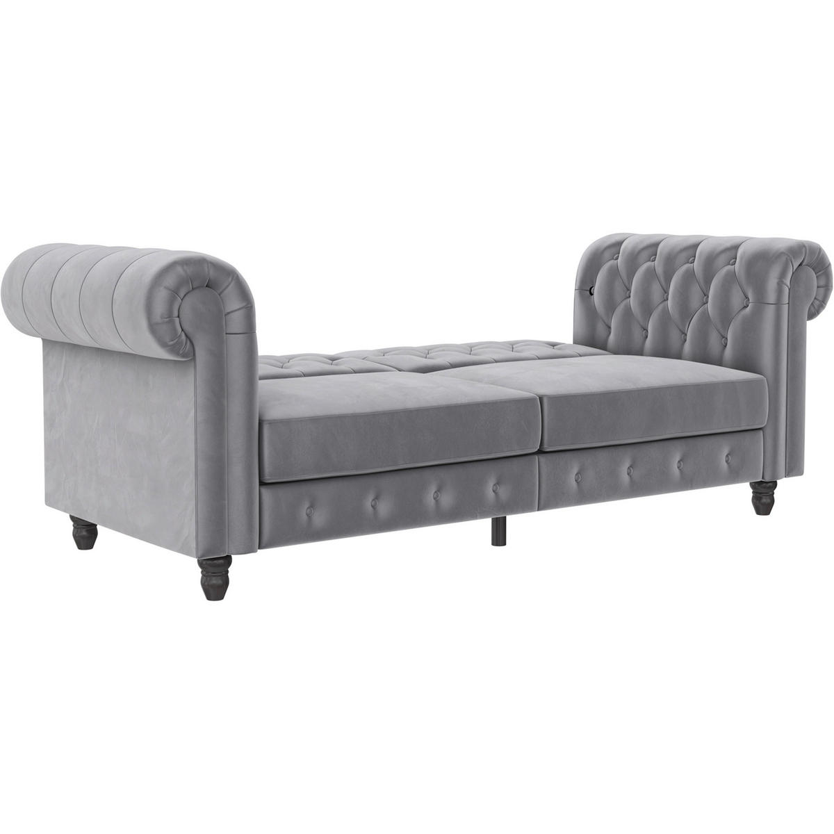 SCHLAFSOFA FIRENZE in Velours Hellgrau Vintage, Skandinavisch, Modern  - Hellgrau/Schwarz, Basics, Holz/Textil (236/83/87cm) - Livetastic