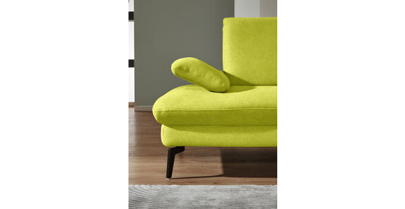ECKSOFA in Chenille, Mikrofaser Limette 299/157 cm - Limette/Schwarz, Design, Textil/Metall (299/157cm) - Dieter Knoll