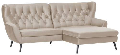 ECKSOFA Beige Mikrofaser  - Beige/Schwarz, Design, Holz/Textil (237/165cm) - Stylife