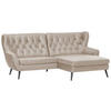 ECKSOFA Beige Mikrofaser  - Beige/Schwarz, Design, Holz/Textil (237/165cm) - Stylife