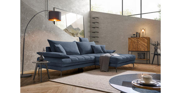 ECKSOFA in Webstoff Dunkelblau  - Schwarz/Dunkelblau, MODERN, Textil/Metall (297/173cm) - Carryhome