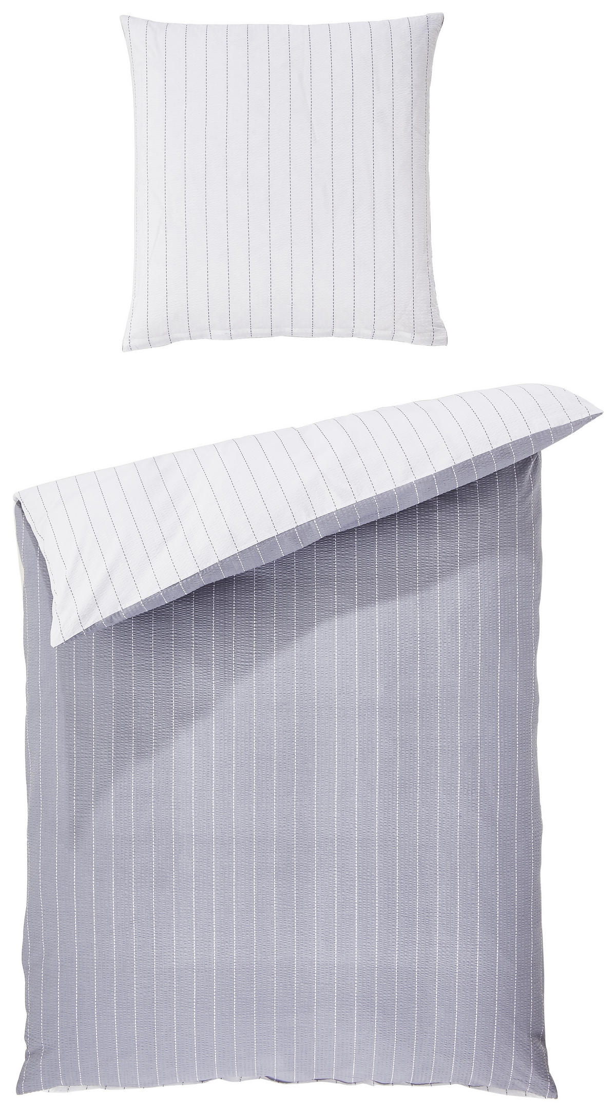 WENDEBETTWÄSCHE TANGO Seersucker 135/200 cm  - Silberfarben, Basics, Textil (135/200cm) - Janine