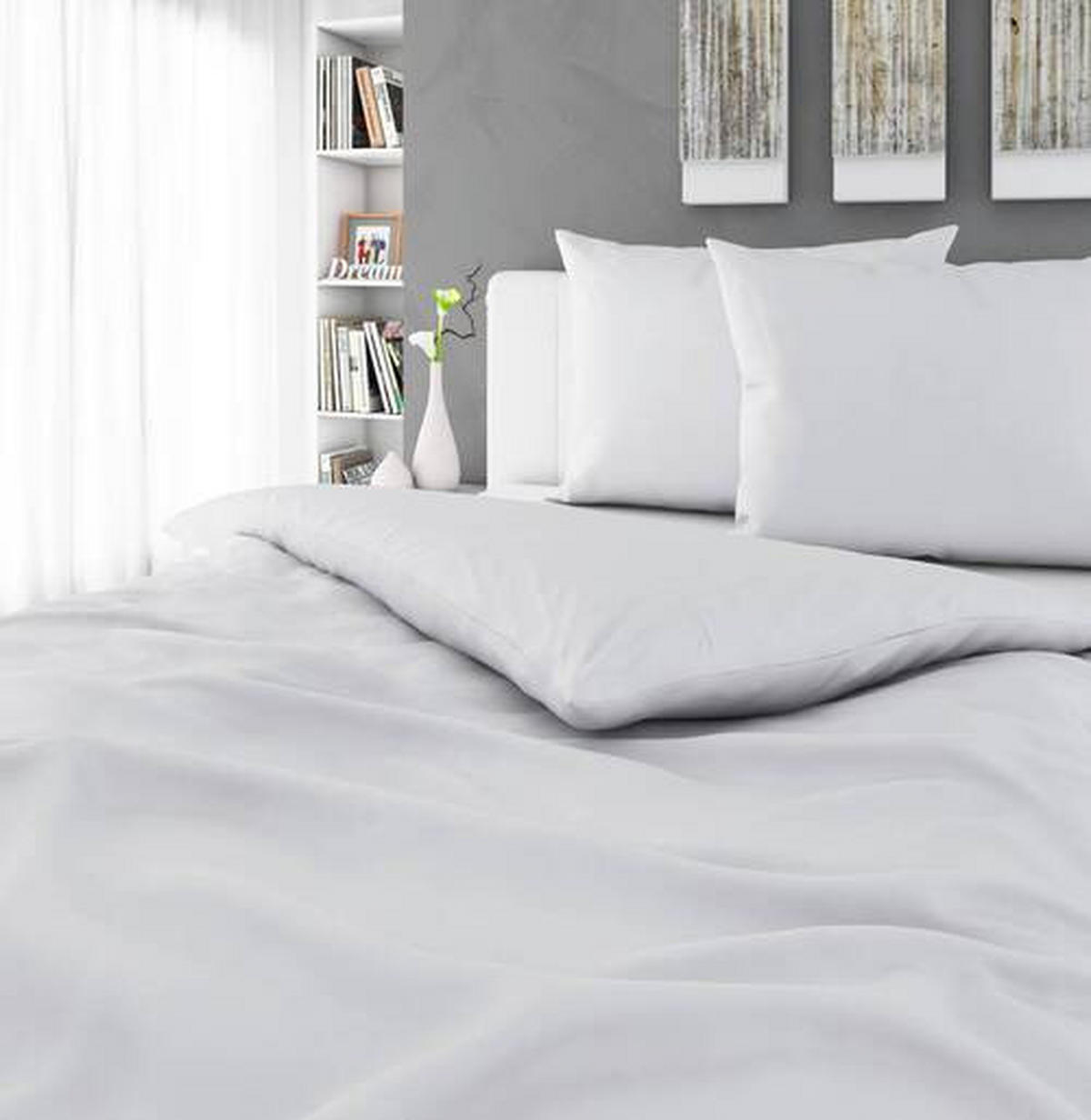 POSTEĽNÁ BIELIZEŇ, satén, biela, 240/220 cm - biela, Basics, textil (240/220cm) - Novel