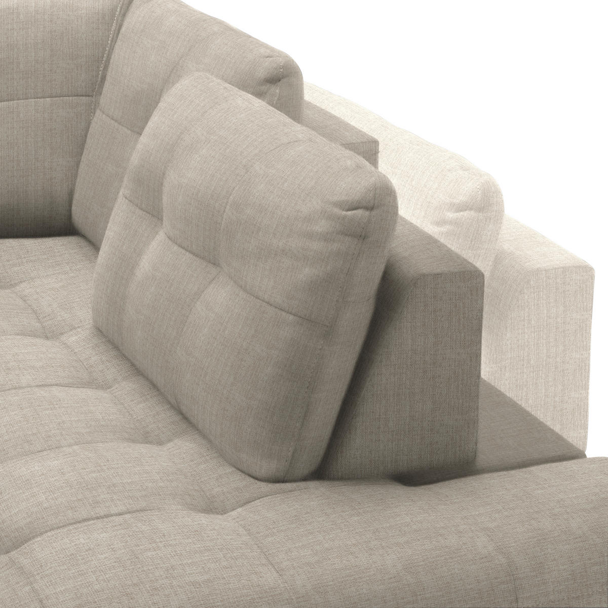 ECKSOFA in Flachgewebe, Leinenoptik Beige  - Beige/Schwarz, Modern, Textil/Metall (247/208cm) - Xora