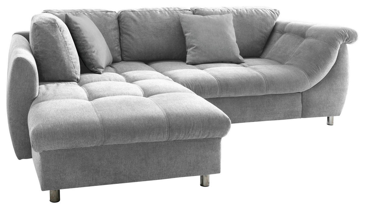 ECKSOFA Grau Mikrofaser  - Chromfarben/Grau, Design, Kunststoff/Textil (190/250cm) - Livetastic