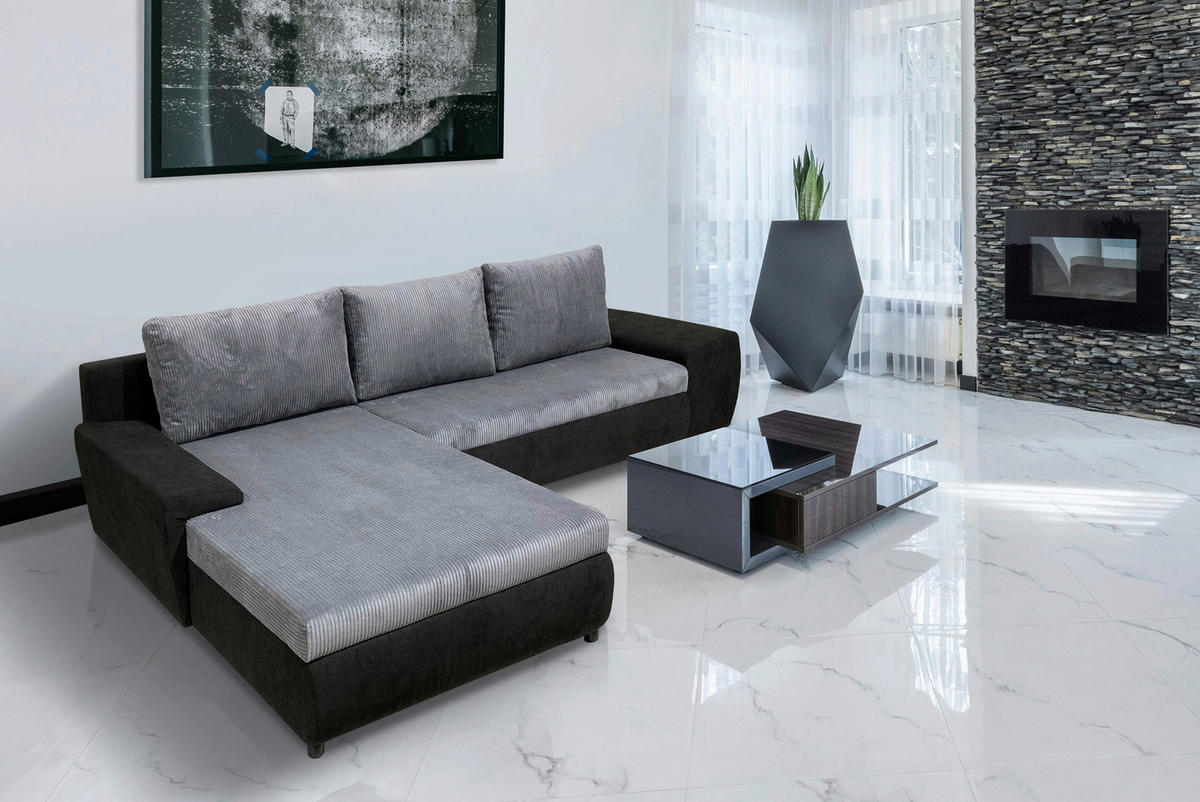 GARNITURA ZA DNEVNU SOBU siva, crna  - siva/crna, Moderno, tekstil (290/200/80cm) - Ti'me